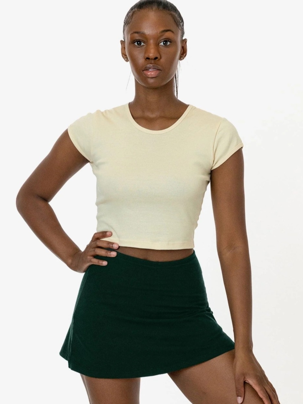 Women's Cream Crop Tee - Classic Short Sleeve